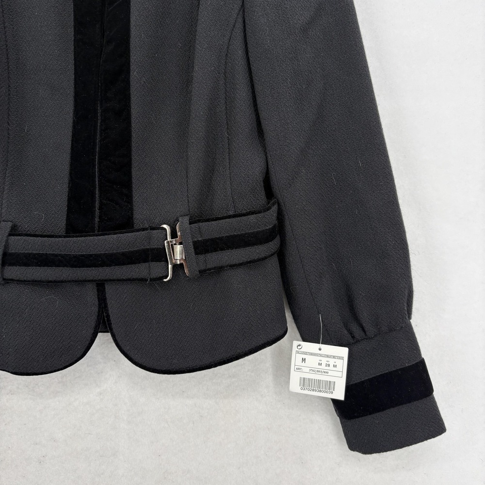 Zara Basic Jacket Womens Medium Black Wool Herrin… - image 3